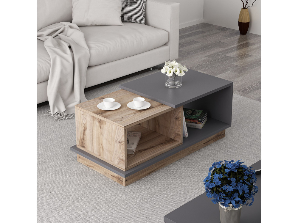 Couchtisch aus Holz "Consept" - 90 x 45 x 36 cm - Anthrazitgrau