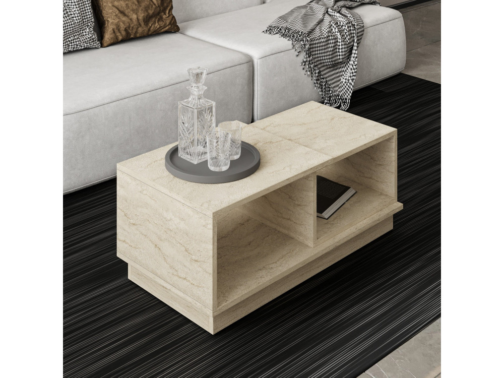 Couchtisch aus Holz "Consept" - 90 x 45 x 36 cm - Travertin
