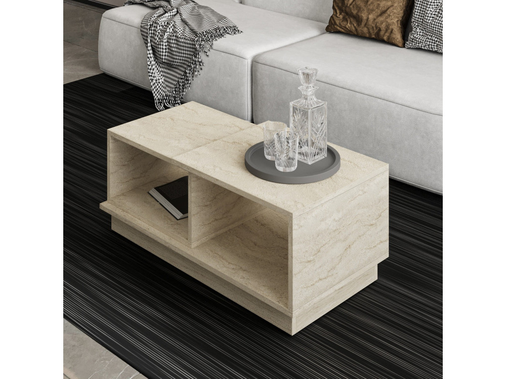 Couchtisch aus Holz "Consept" - 90 x 45 x 36 cm - Travertin