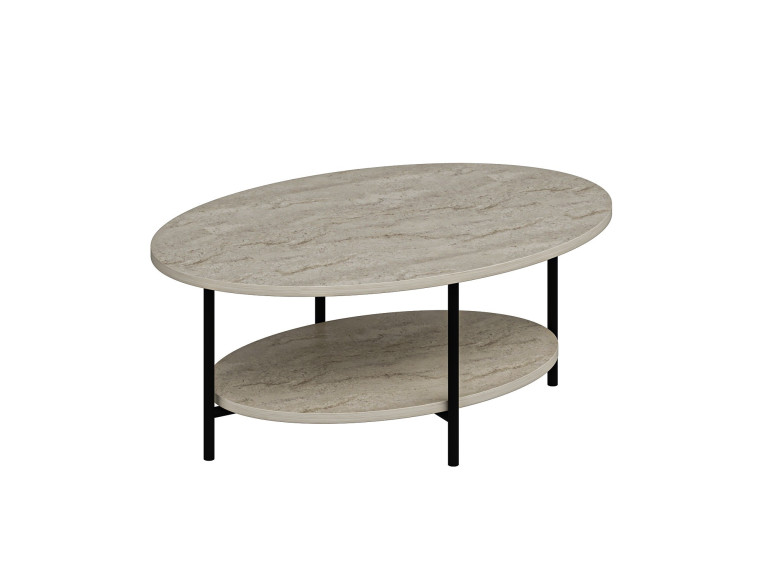 Holz-Couchtisch „Elis“ – 90 x 60 x 36 cm – Travertin