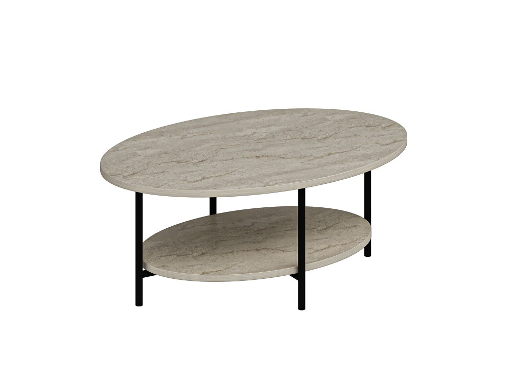Holz-Couchtisch „Elis“ – 90 x 60 x 36 cm – Travertin