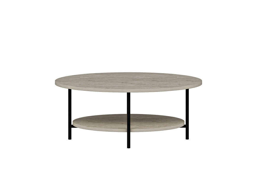 Holz-Couchtisch „Elis“ – 90 x 60 x 36 cm – Travertin