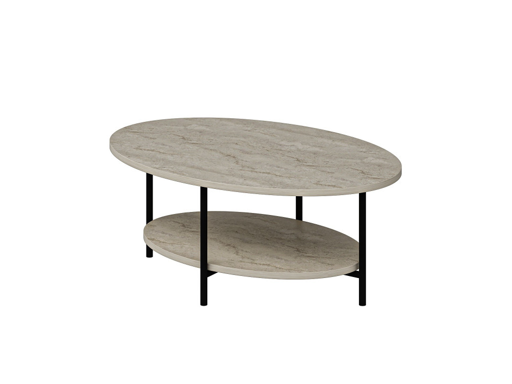 Holz-Couchtisch „Elis“ – 90 x 60 x 36 cm – Travertin