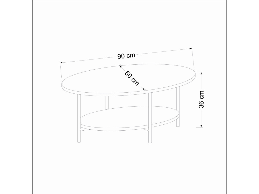 Holz-Couchtisch „Elis“ – 90 x 60 x 36 cm – Travertin