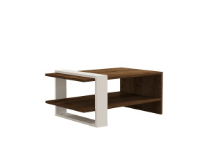 Couchtisch aus Holz "Gaye" - 80 x 50 x 35 cm - Walnuss, Weiß