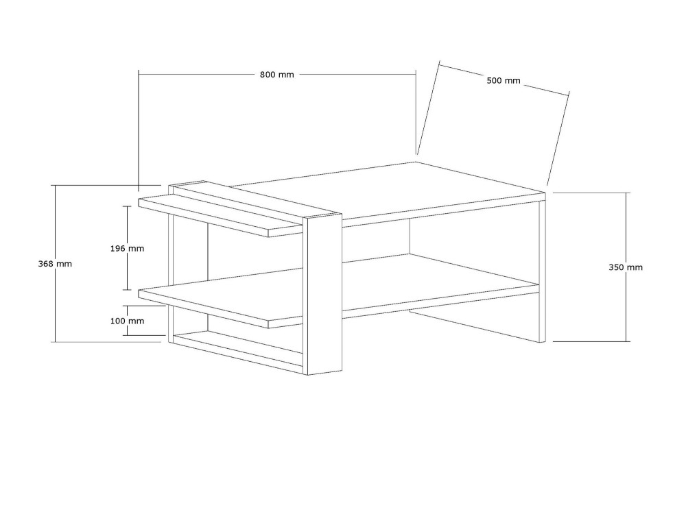 Couchtisch aus Holz "Gaye" - 80 x 50 x 35 cm - Walnuss, Weiß