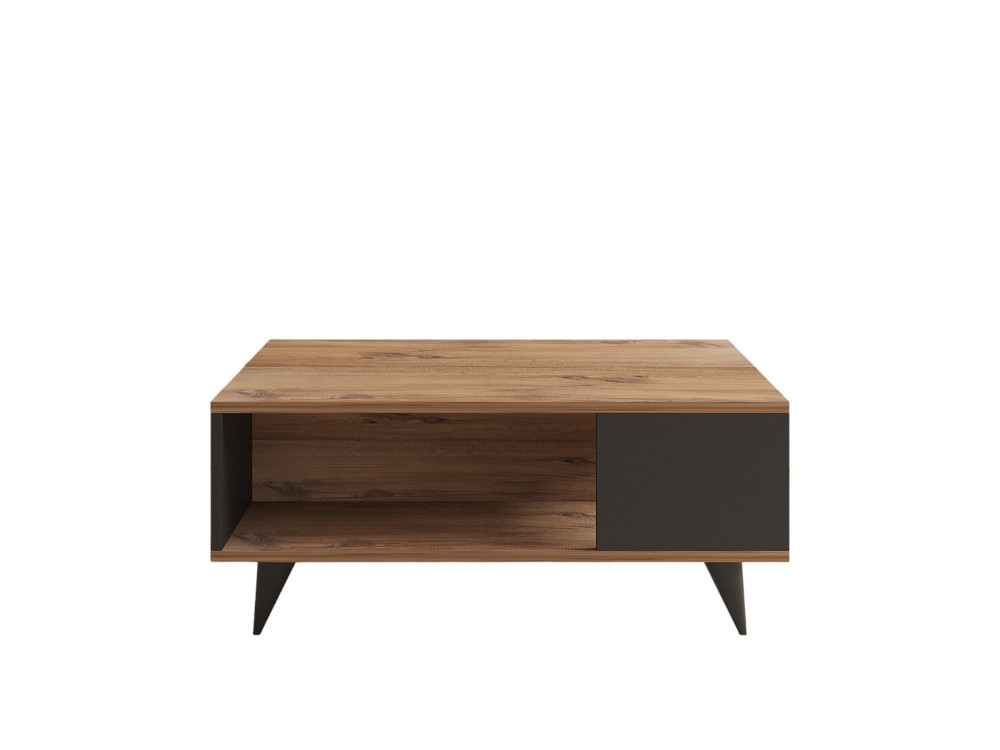 Couchtisch aus Holz "Yuka" - 90 x 60 x 39 cm - Walnuss, Schwarz