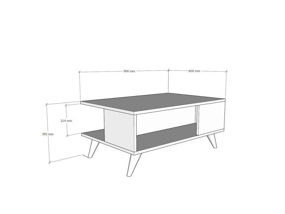 Couchtisch aus Holz "Yuka" - 90 x 60 x 39 cm - Walnuss, Schwarz