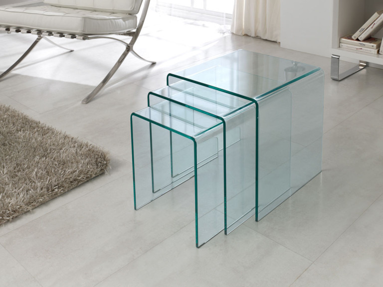 3er-Set Couchtische "Irene" - 42 x 42 x 42 cm - Transparent