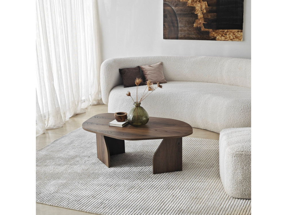 Holz Couchtisch "Rock" 100 x 60 x 35 cm - Nussbaum