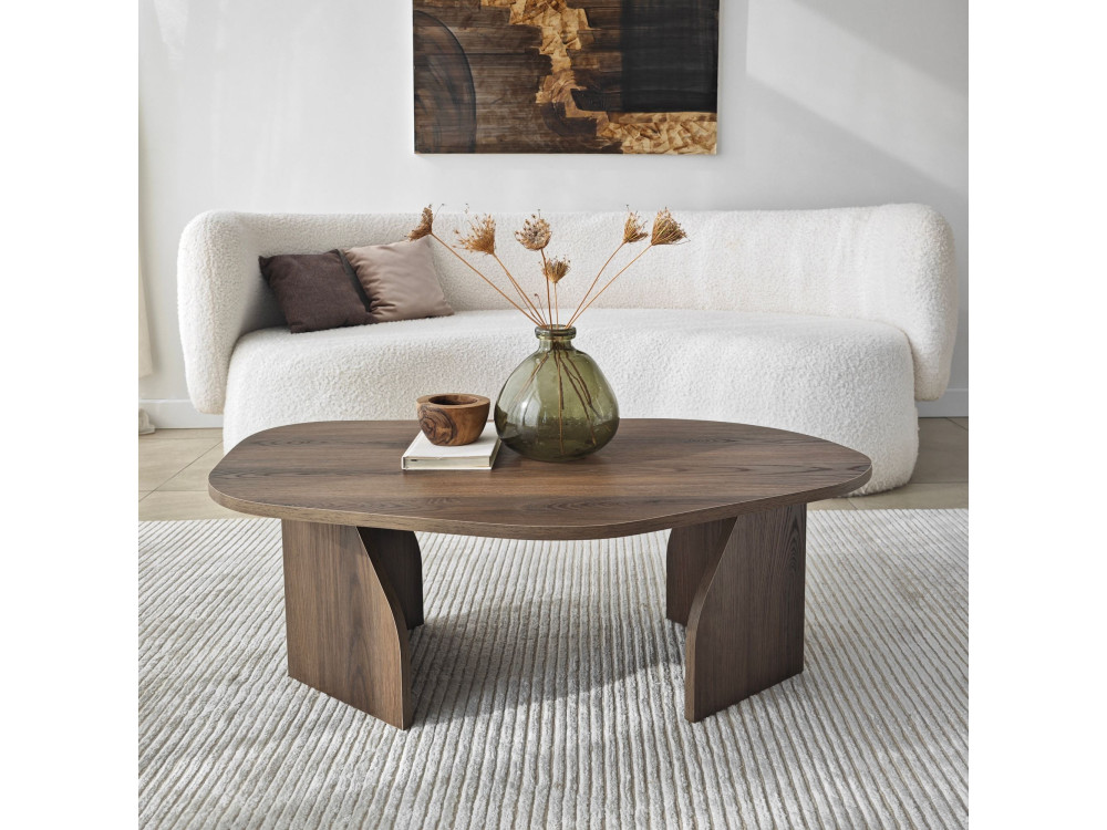 Holz Couchtisch "Rock" 100 x 60 x 35 cm - Nussbaum