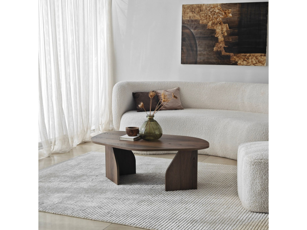 Holz Couchtisch "Rock" 100 x 60 x 35 cm - Nussbaum