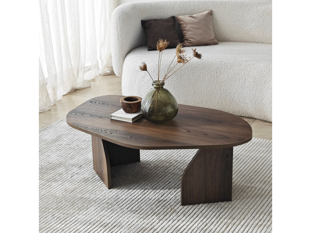 Holz Couchtisch "Rock" 100 x 60 x 35 cm - Nussbaum