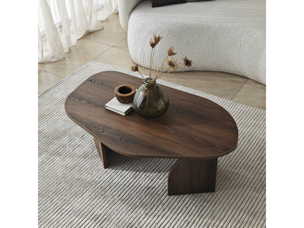 Holz Couchtisch "Rock" 100 x 60 x 35 cm - Nussbaum