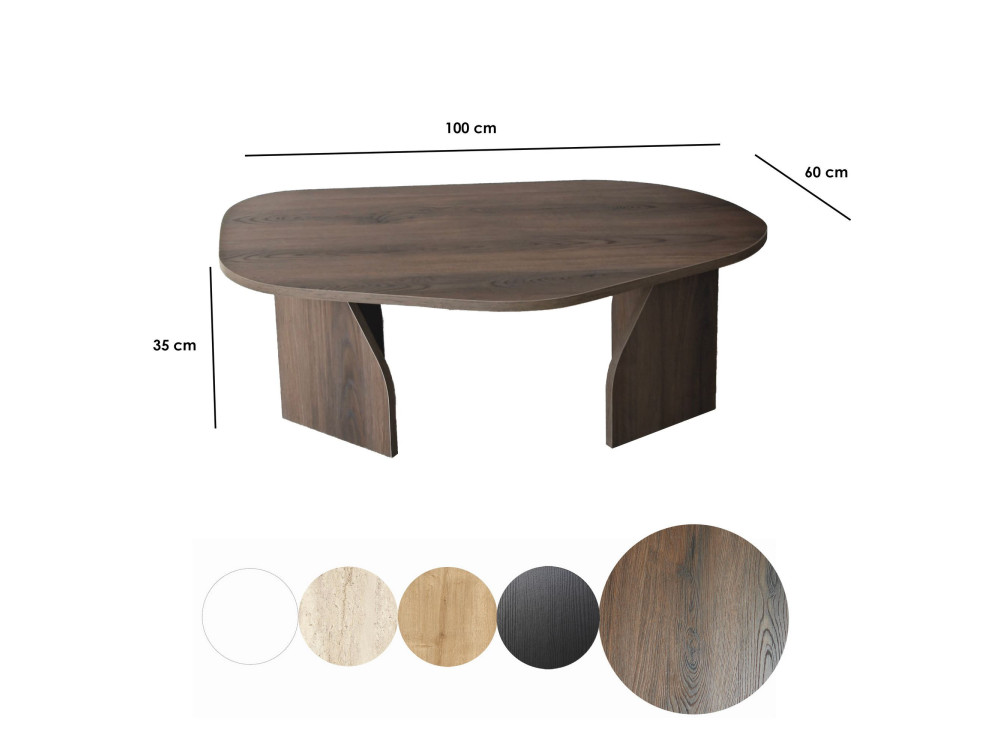 Holz Couchtisch "Rock" 100 x 60 x 35 cm - Nussbaum