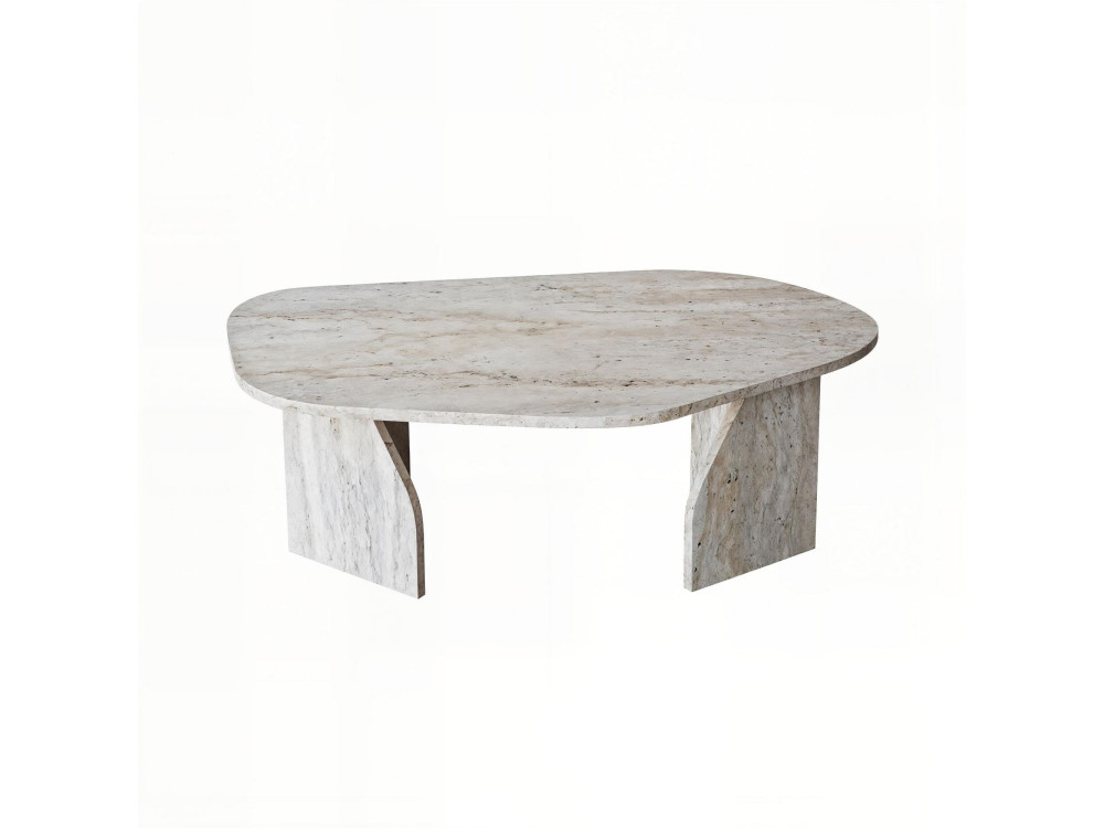 Couchtisch aus Holz "Rock" 100 x 60 x 35 cm - Travertin