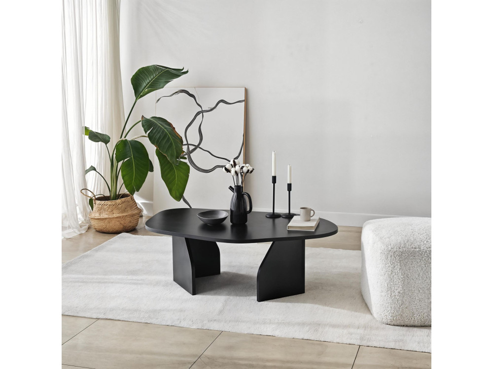 Couchtisch aus Holz "Rock" 100 x 60 x 35 cm - Schwarz