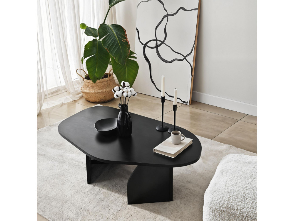 Couchtisch aus Holz "Rock" 100 x 60 x 35 cm - Schwarz