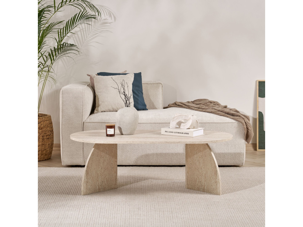 Couchtisch aus Holz "Melina" 120 x 60 x 40 cm - Travertin