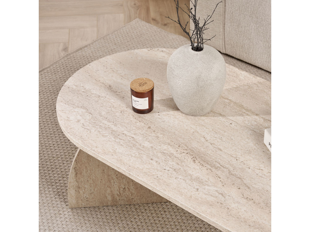 Couchtisch aus Holz "Melina" 120 x 60 x 40 cm - Travertin