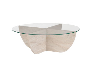 Couchtisch aus Glas "Liya" 90 x 90 x 30 cm - Travertin