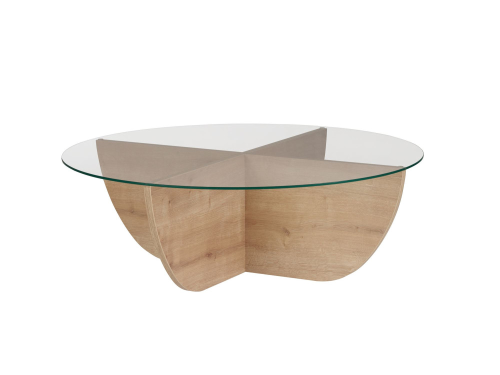 Glas-Couchtisch "Liya" 90 x 90 x 30 cm - Saphir-Eiche