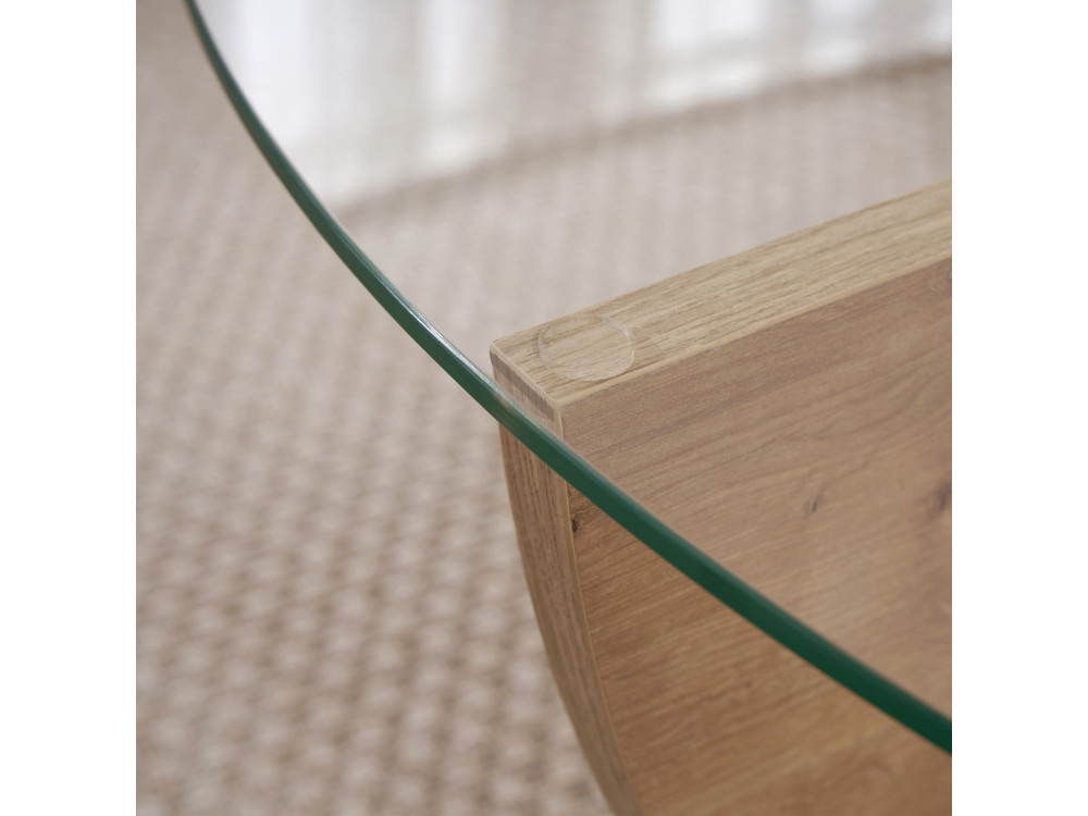 Glas-Couchtisch "Liya" 90 x 90 x 30 cm - Saphir-Eiche
