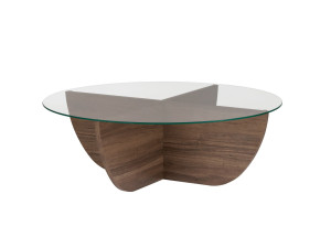 Glas-Couchtisch "Liya" 90 x 90 x 30 cm - Nussbaum