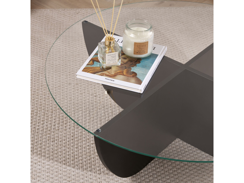 Couchtisch aus Glas "Liya" 90 x 90 x 30 cm - Holz Schwarz
