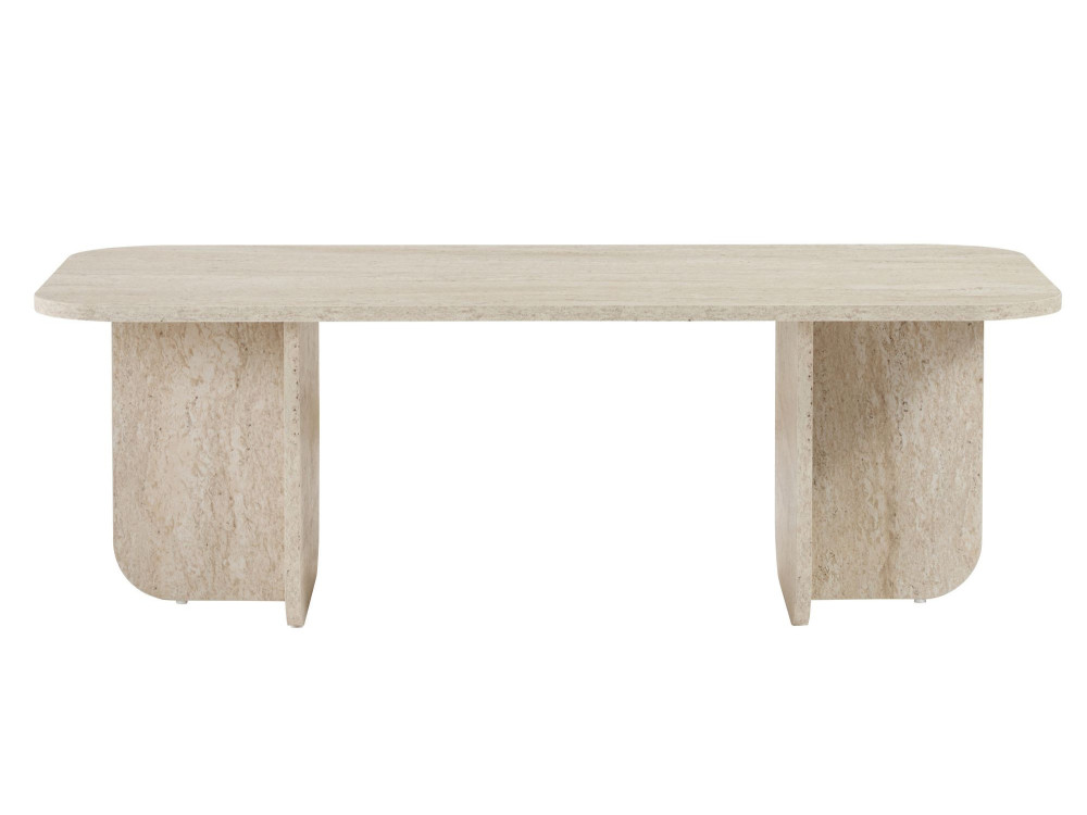 Couchtisch aus Holz "Akira" 120 x 60 x 41 cm - Travertin