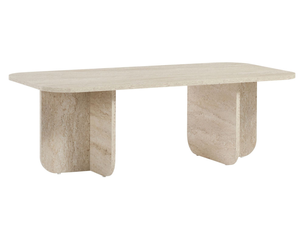 Couchtisch aus Holz "Akira" 120 x 60 x 41 cm - Travertin