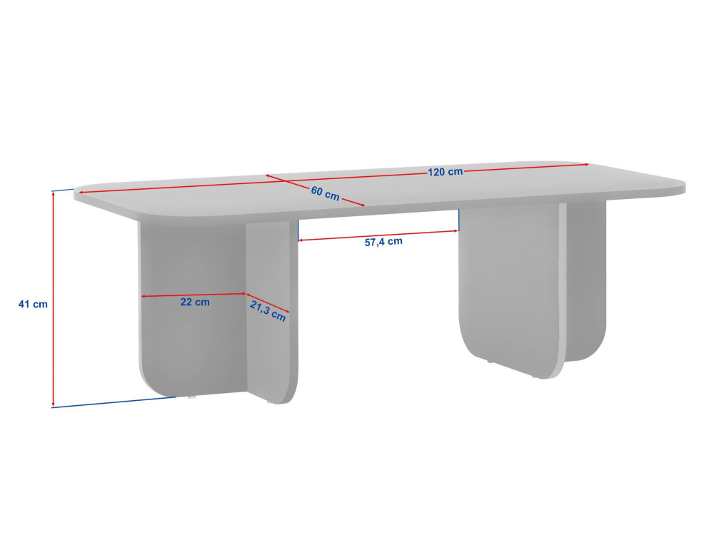 Couchtisch aus Holz "Akira" 120 x 60 x 41 cm - Saphir-Eiche