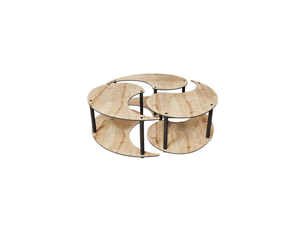 Couchtisch-Set aus Holz "Yin" 70 x 70 x 38 cm - Eiche