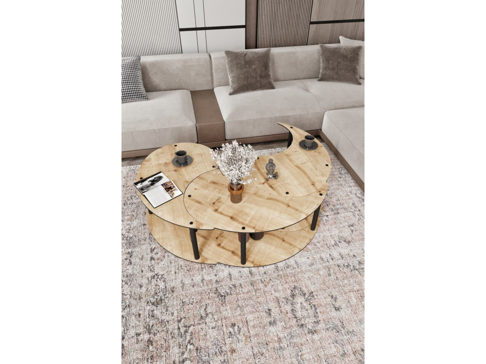 Couchtisch-Set aus Holz "Yin" 70 x 70 x 38 cm - Eiche