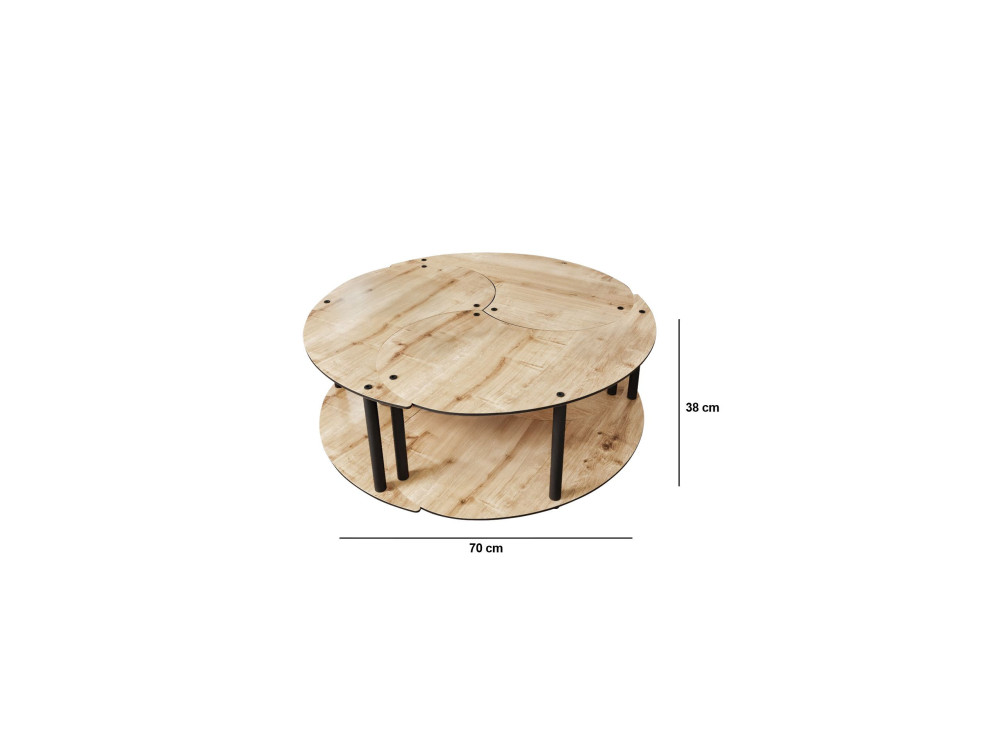 Couchtisch-Set aus Holz "Yin" 70 x 70 x 38 cm - Eiche