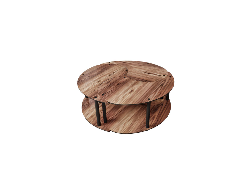 Couchtisch-Set aus Holz "Yin" 70 x 70 x 38 cm - Walnussholz