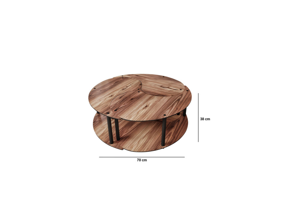 Couchtisch-Set aus Holz "Yin" 70 x 70 x 38 cm - Walnussholz