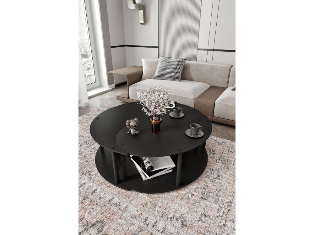 Couchtisch-Set aus Holz "Yin" 70 x 70 x 38 cm - Schwarz