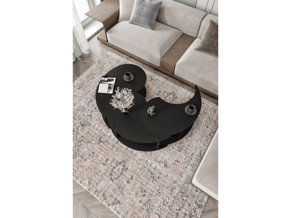 Couchtisch-Set aus Holz "Yin" 70 x 70 x 38 cm - Schwarz
