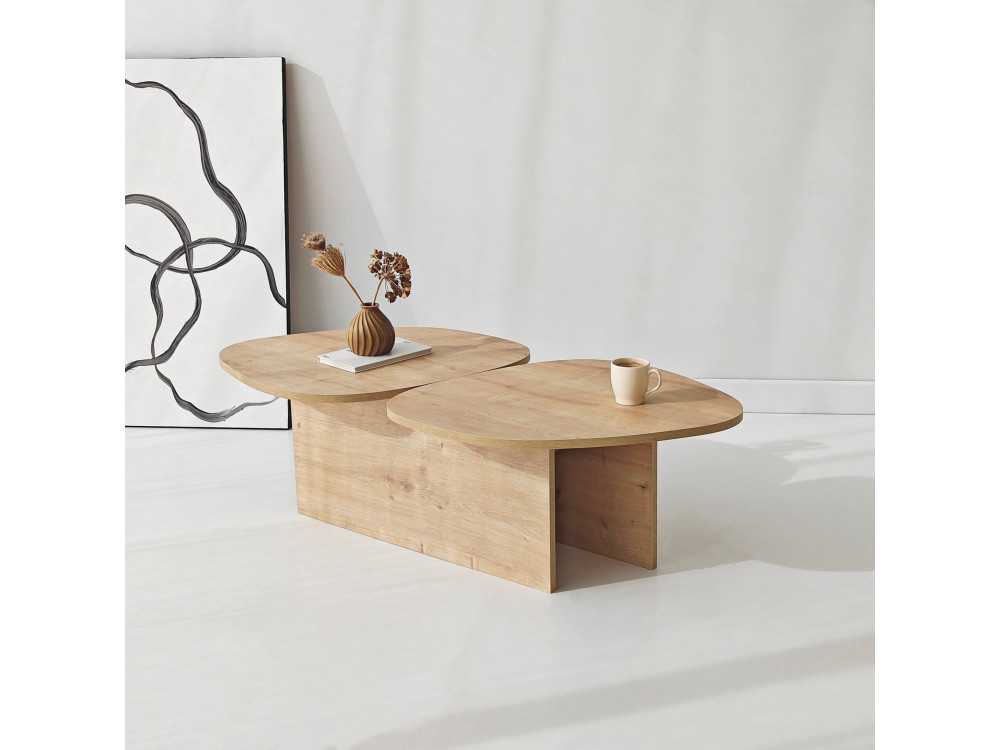 Couchtisch aus Holz "Stones" 125 x 60 x 38 cm - Saphir-Eiche