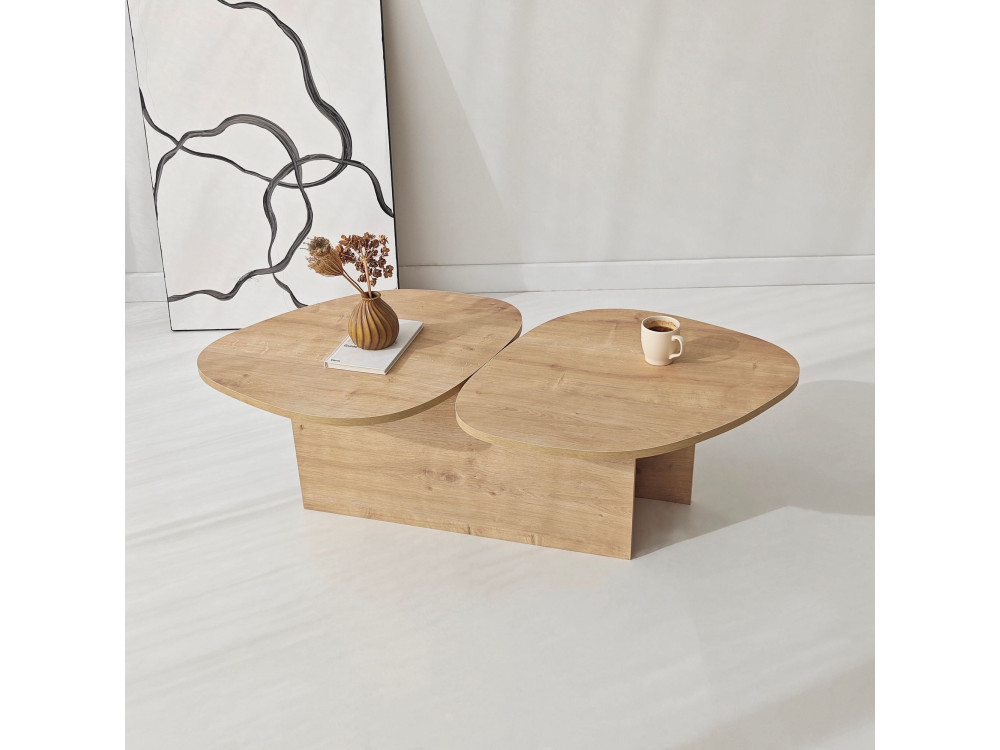 Couchtisch aus Holz "Stones" 125 x 60 x 38 cm - Saphir-Eiche