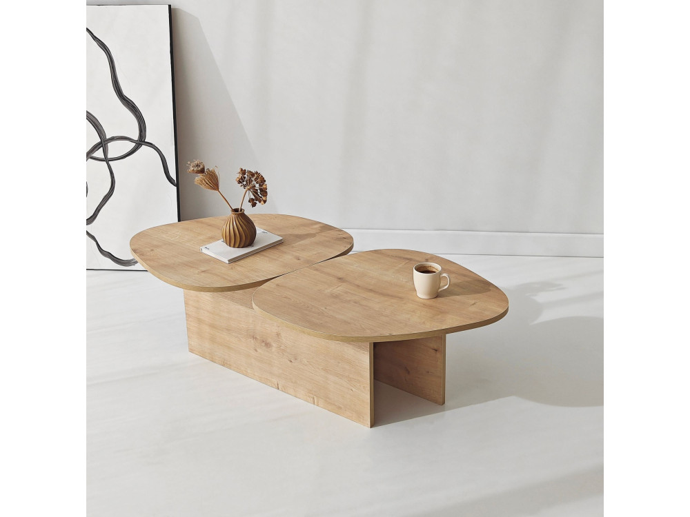 Couchtisch aus Holz "Stones" 125 x 60 x 38 cm - Saphir-Eiche