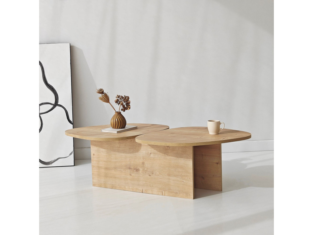 Couchtisch aus Holz "Stones" 125 x 60 x 38 cm - Saphir-Eiche