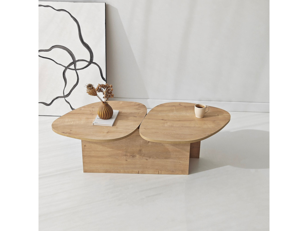 Couchtisch aus Holz "Stones" 125 x 60 x 38 cm - Saphir-Eiche