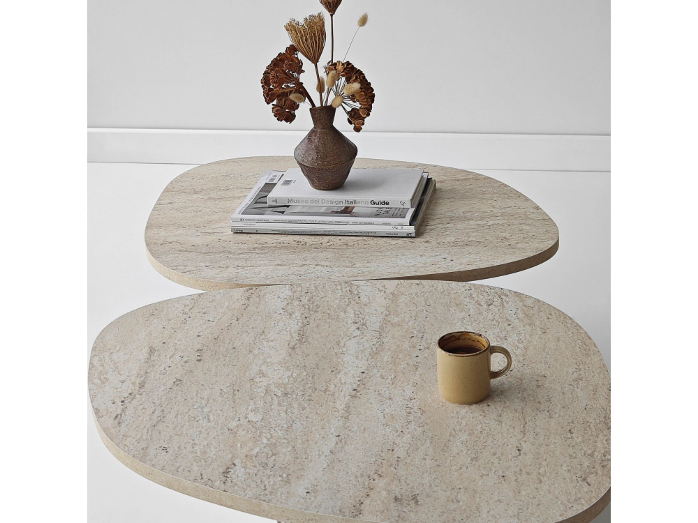 Couchtisch aus Holz "Stones" 125 x 60 x 38 cm - Travertin