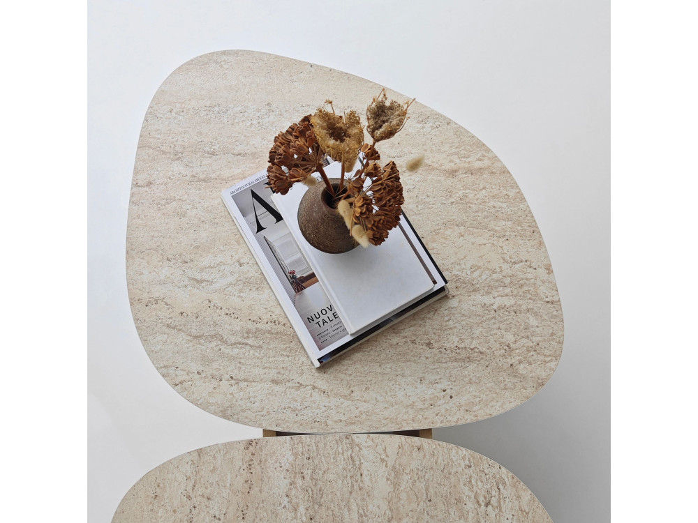 Couchtisch aus Holz "Stones" 125 x 60 x 38 cm - Travertin