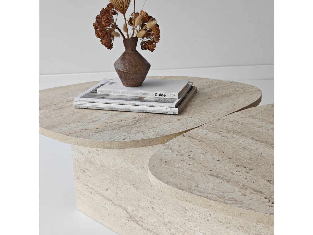 Couchtisch aus Holz "Stones" 125 x 60 x 38 cm - Travertin