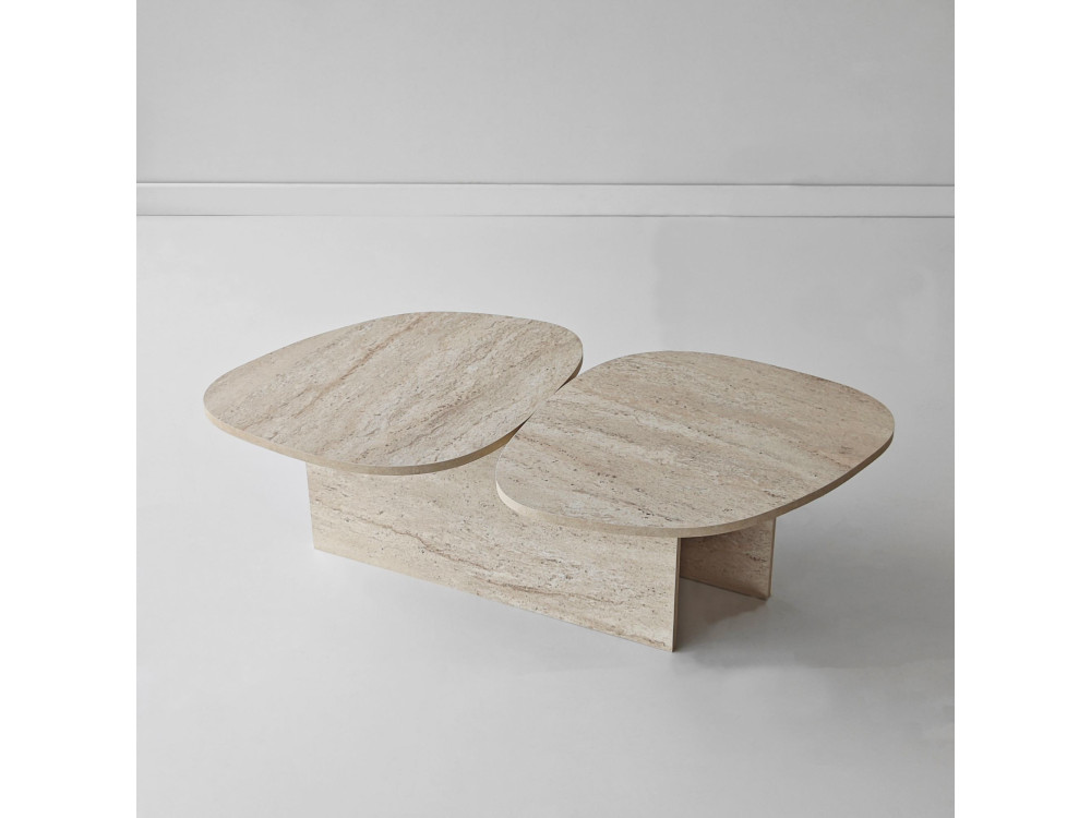 Couchtisch aus Holz "Stones" 125 x 60 x 38 cm - Travertin