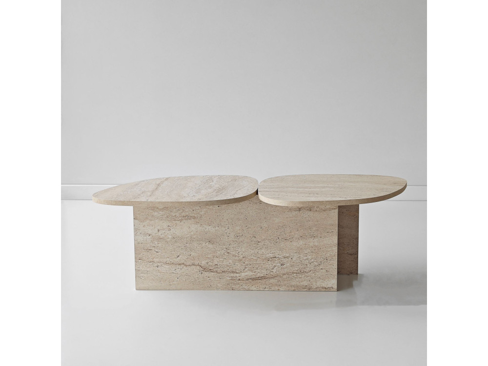 Couchtisch aus Holz "Stones" 125 x 60 x 38 cm - Travertin