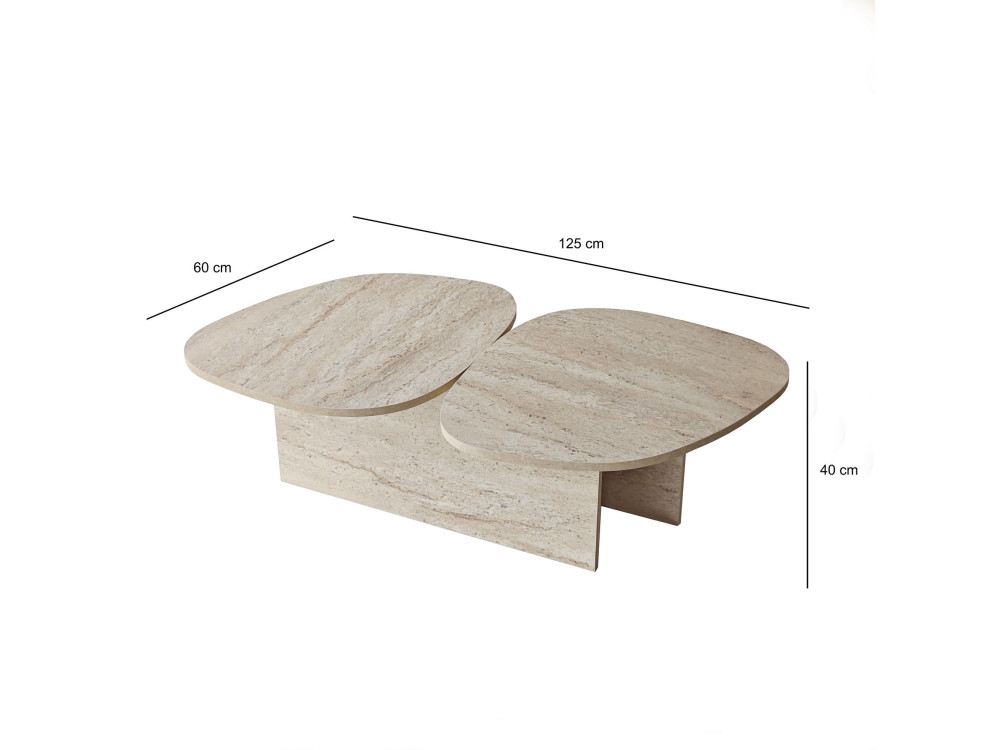 Couchtisch aus Holz "Stones" 125 x 60 x 38 cm - Travertin